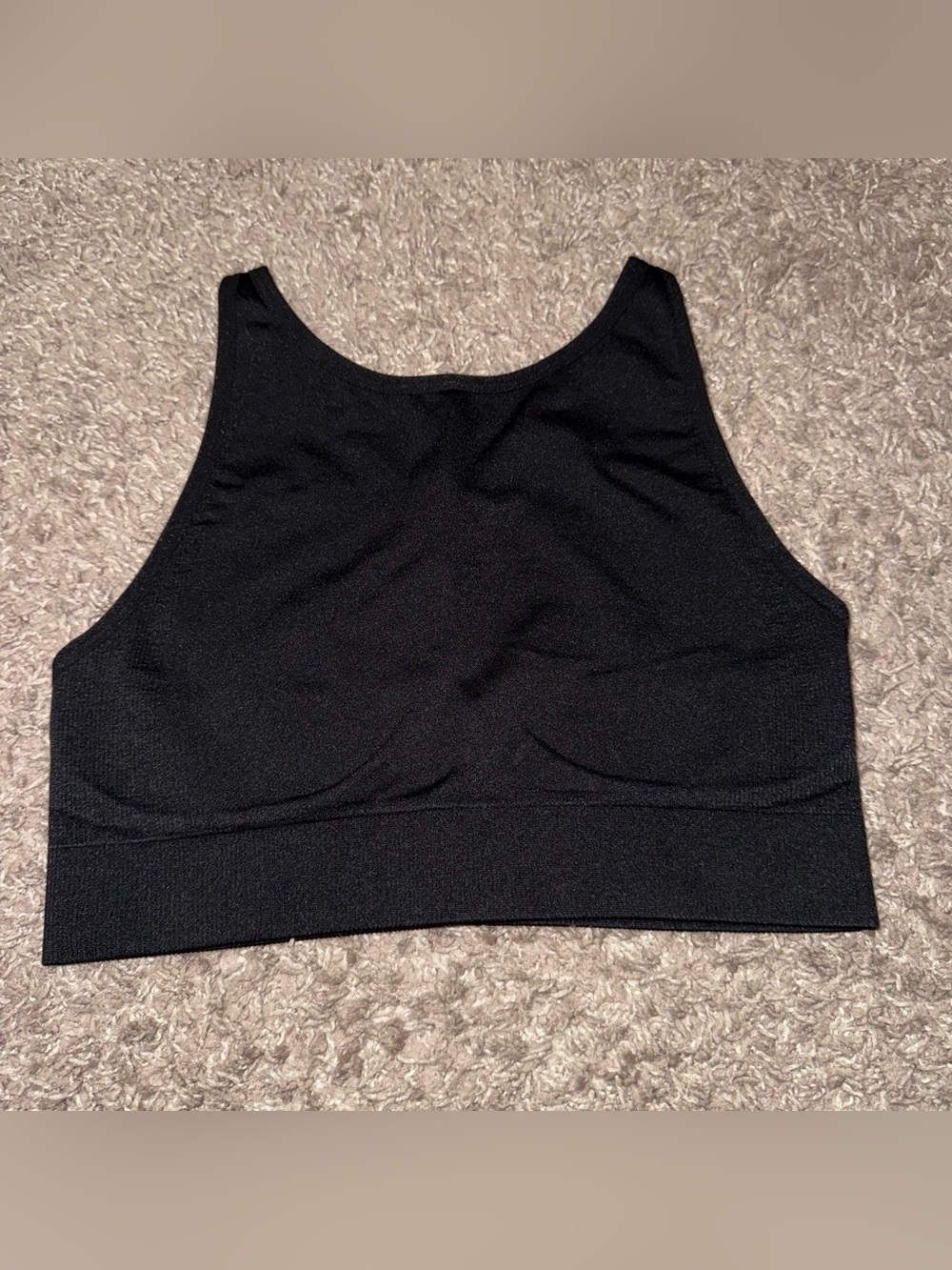Black Women's High Neck Seamless Crop Tank Top